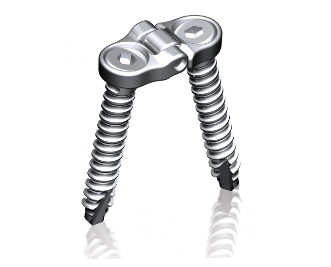 Hinge Plate — placă articulată cu două șuruburi (render oficial)
